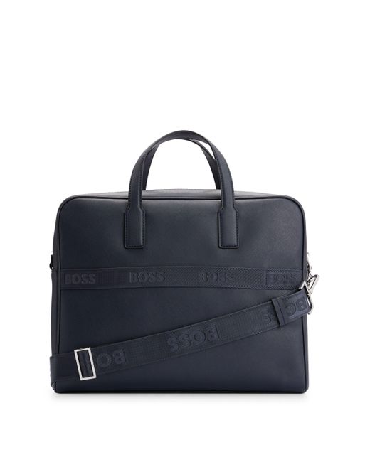 Boss Blue Structured Document Case With Logo Lettering for men