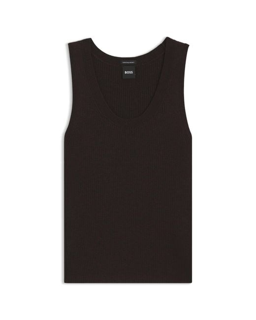 Boss Black Sleeveless Ribbed Top