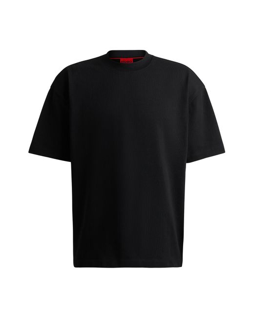 HUGO Black Oversized-fit All-gender T-shirt In Cotton With Logo Label for men