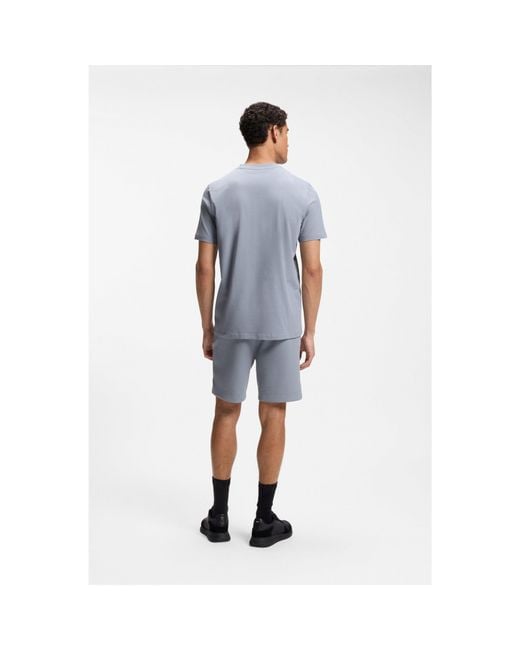 Boss Gray Stretch-Cotton T-Shirt With Logo Detail for men