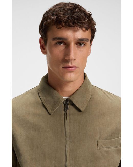 Boss Melierte Denim-Jacke Aus Baumwolle in Natural für Herren