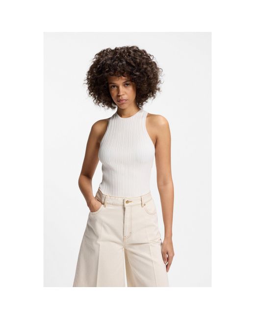 HUGO White Sleeveless Racer-Back Top