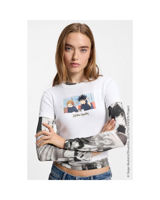 HUGO White X Jujutsu Kaisen T-Shirt With Megumi And Nobara Print