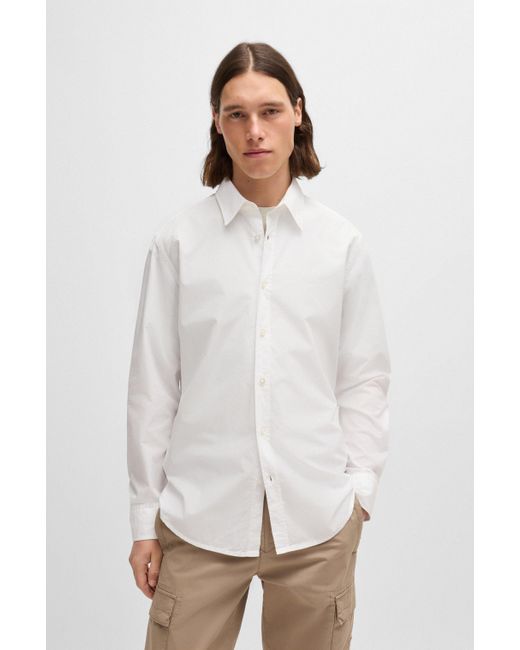 Boss Regular-Fit Hemd aus Baumwoll-Popeline mit Kentkragen in White für Herren