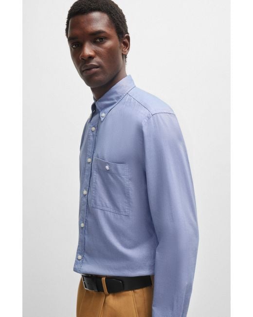Boss Slim-fit Overhemd Met Buttondownkraag Van Oxfordkatoen in het Blue voor heren