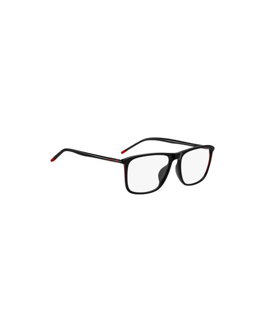 HUGO Black Acetate Optical Frames With Tubular Temples for men
