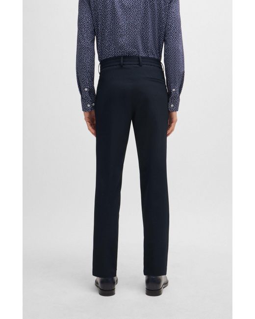 Boss Blue Slim-fit Trousers In Wrinkle-resistant Performance-stretch Fabric for men