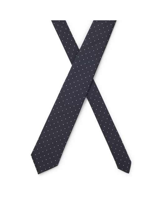Boss Blue Silk-Blend Tie With Dot Pattern for men
