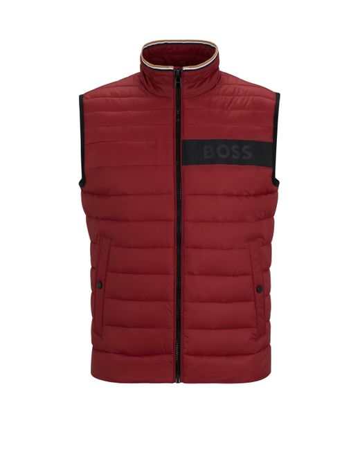 Boss Red Water-repellent Padded Gilet With 3d Logo Tape for men