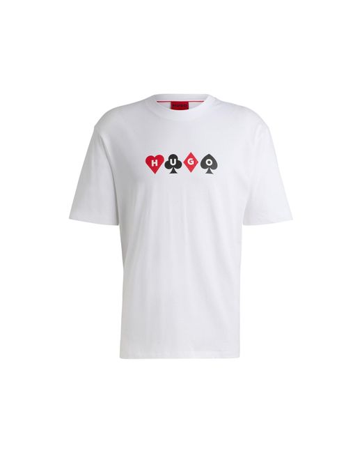 HUGO Relaxed fit T shirt With Playing card Artwork in White for Men Lyst UK