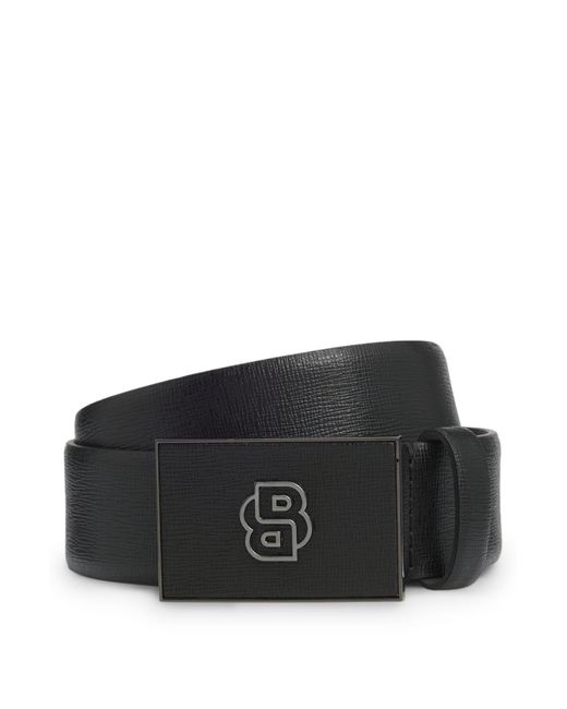 Boss Omkeerbare Riem Van Italiaans Leer Met Double B-Monogramgesp in het Black voor heren