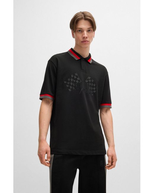 HUGO Black X Rb Relaxed-fit Polo Shirt With Signature Bull Motif for men