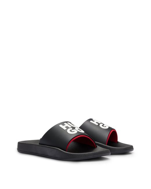 BOSS by HUGO BOSS Slides With Stacked Logo in Black for Men | Lyst