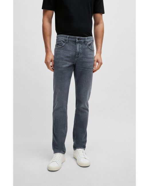 Boss Graue Slim-Fit Jeans aus besonders softem italienischem Denim in Gray für Herren