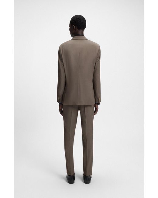 Boss Slim-Fit Pak Van Scheerwol Met Microdessin in het Brown voor heren