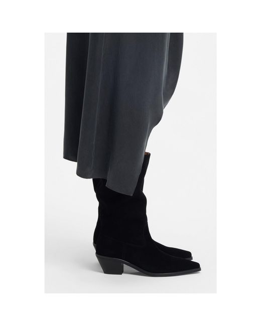 Boss Black Suede Boots With Cuban Heel