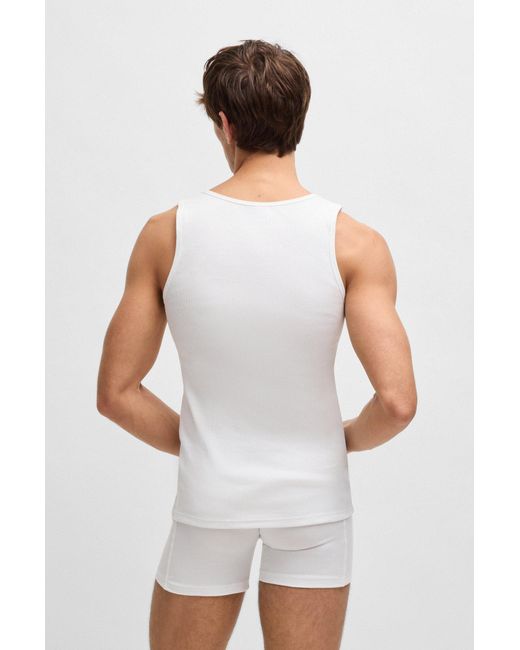 Boss Set Van Drie Katoenen Onderhemden Met Logostiksels in het White voor heren