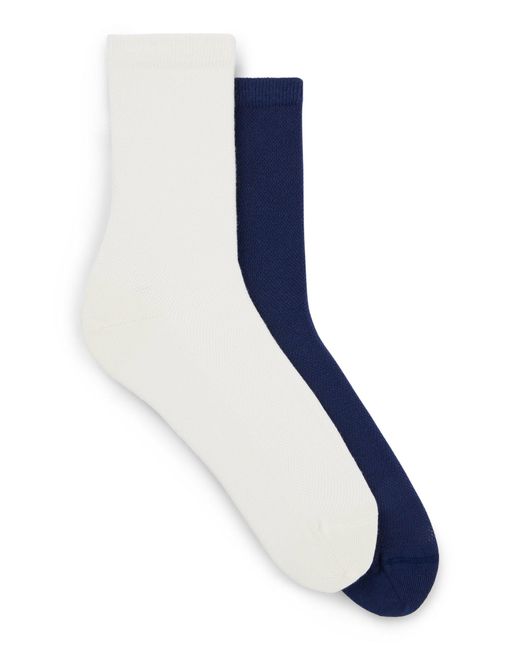 Lot de deux paires de chaussettes courtes en coton mélangé piqué Boss en coloris Blue