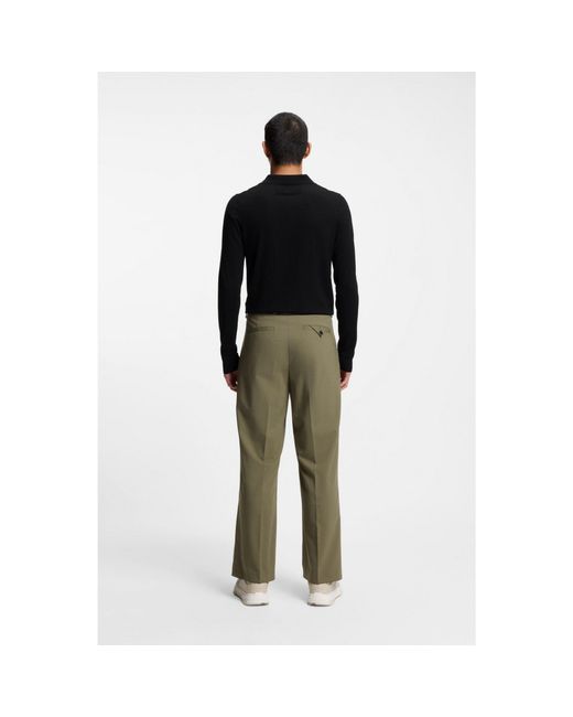 HUGO Black Slim-Fit Knit Polo With Rear Logo for men