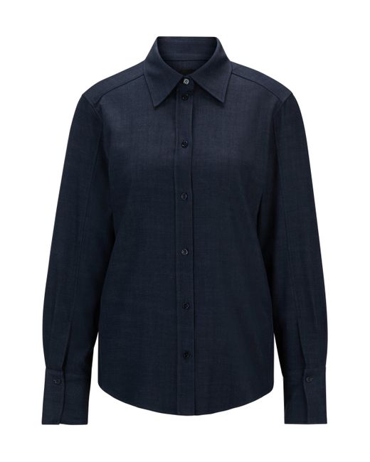 Boss Blue Regular-Fit Bluse aus Twill in Denim-Optik