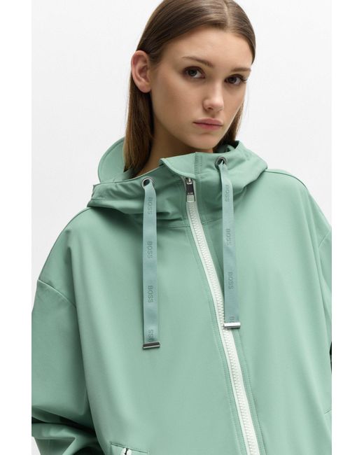 Boss Green Relaxed-fit Hooded Jacket In Water-repellent Stretch Fabric