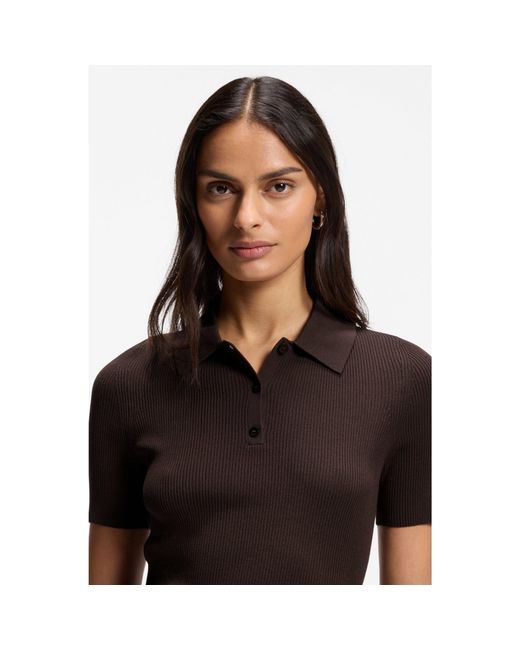 Boss Black Rib-Knit Polo