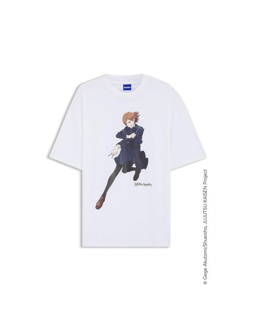 HUGO White X Jujutsu Kaisen Oversized T-Shirt With Nobara Print