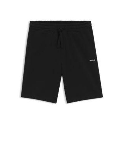 Short décontracté en molleton de coton à logo imprimé HUGO pour homme en coloris Black