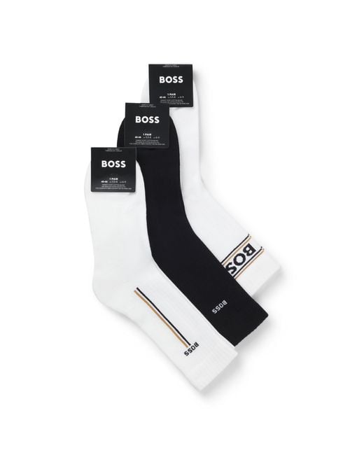 Boss Black Three-Pack Of Short-Length Socks With Logo Details for men