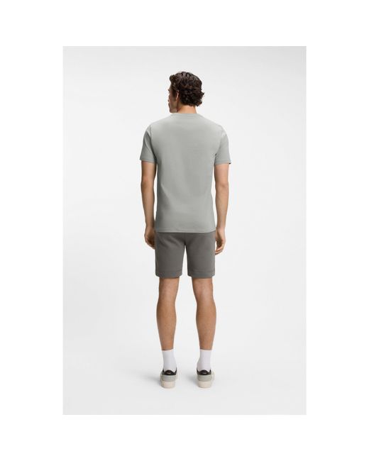 Boss Gray Cotton-Jersey T-Shirt With Logo Patch for men