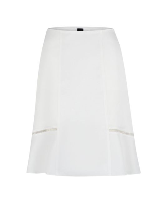 Boss White A-line Skirt With Ladder-lace Trims