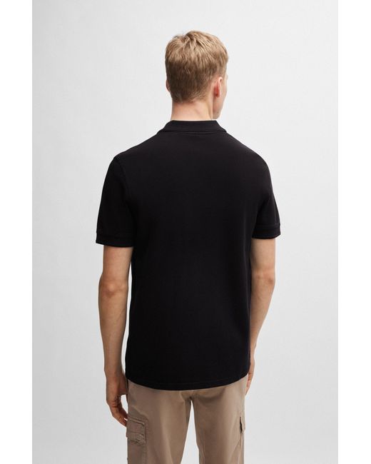 Boss Black Cotton-piqué Polo Shirt With Logo Print for men