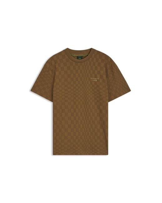 Boss Brown Porsche X Cotton T-Shirt With Pasha Pattern for men