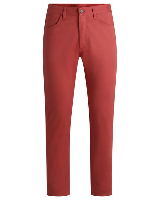 Boss Regular-Fit Hose Aus Elastischem Baumwoll-Twill Mit Kaschmir in Red für Herren