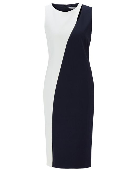 BOSS by Hugo Boss Blue Cutout-detail Shift Dress In A Colour-blocked Style
