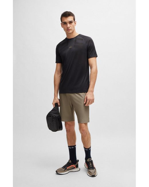Boss Black Quick-dry Shorts With Decorative Reflective Logo for men