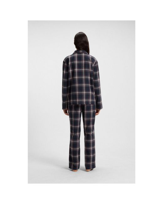Boss Black Cotton-Blend Pyjamas With Check Pattern