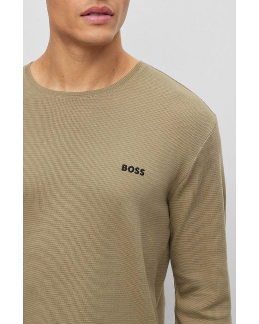 BOSS by HUGO BOSS Pyjama-Shirt aus Baumwoll-Mix mit Waffelstruktur und Logo  in Grün für Herren | Lyst AT