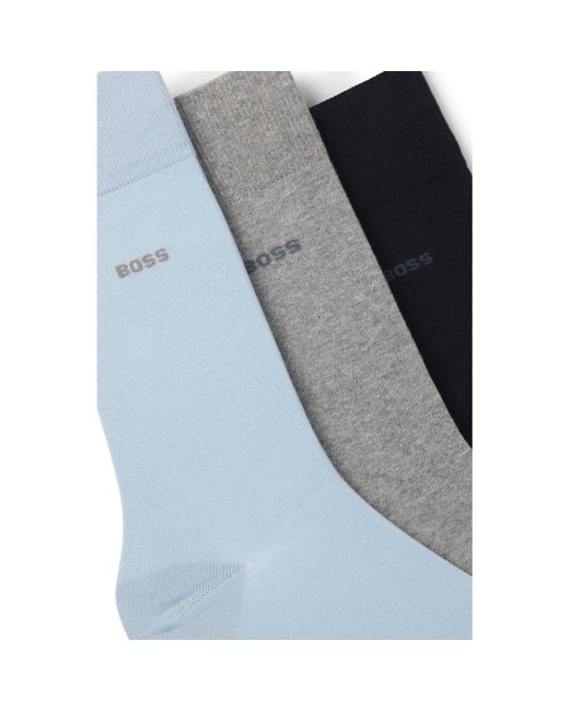 Boss Blue Three-Pack Of Regular-Length Socks for men