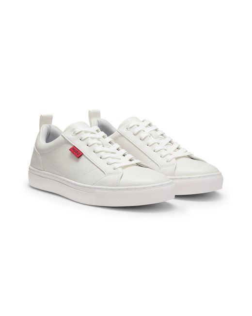 HUGO Sneakers Van Imitatieleer Met Rode Logovlag in het White voor heren