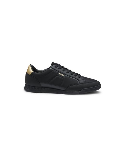 Boss Black Mixed-Material Trainers With Contrast Back Tab for men
