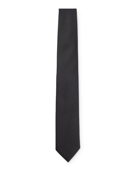 Boss White Silk-blend Tie With All-over Micro Pattern for men
