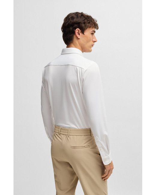 Boss Slim-Fit Hemd Aus Funktionalem Stretch-Gewebe Mit Struktur in White für Herren