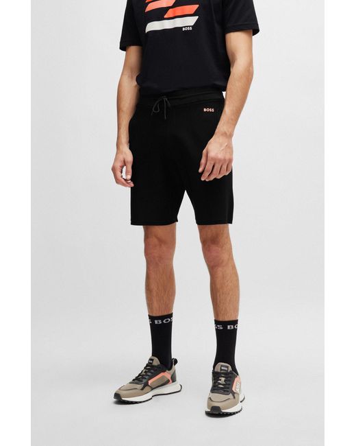Boss Black Regular-fit Shorts In Stretch Fabric With Logo Detail for men