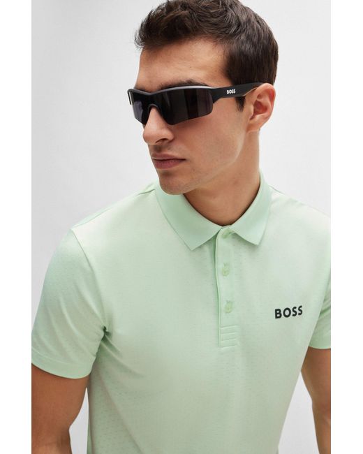 Boss Green Degradé-jacquard Polo Shirt With Contrast Logo for men