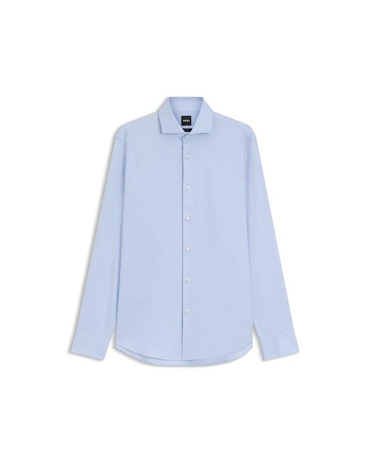 Boss Blue Regular-Fit Stretch-Twill Formal Business Shirt for men