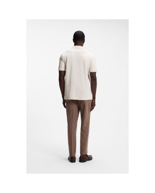 Boss Brown Polo Shirt Crafted From Cotton And Wool for men