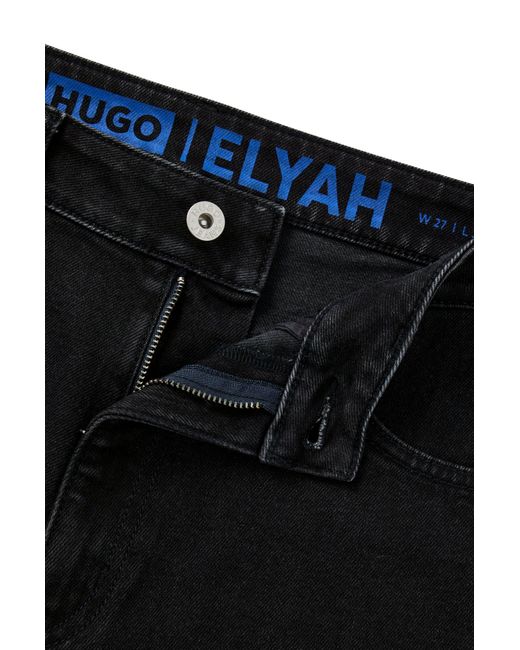 HUGO Straight-fit Jeans In Black Stretch Denim