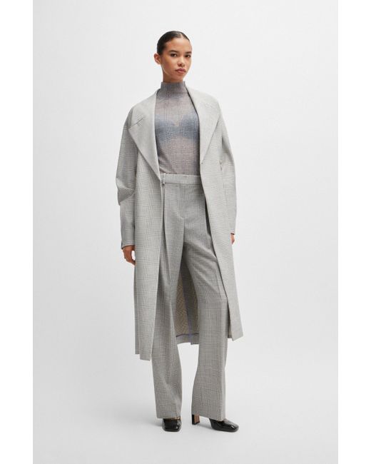 Pantalon droit en laine vierge à motif prince-de-galles Boss en coloris Gray