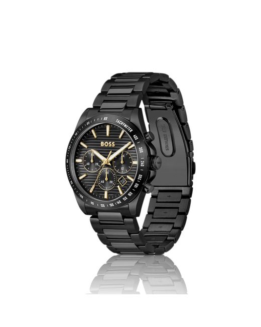 Boss Black Strike-Plated Watch With Tonal H-Link Bracelet for men